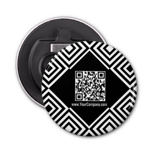 Décapsuleur Site Web de la société promotionnelle QR-code noir (Devant)
