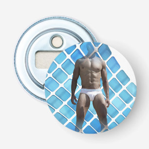 Décapsuleur SlipperyJoe's homme musclé six-pack abs blanc sous
