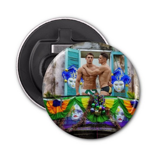 Décapsuleur SlipperyJoe's Mardi Gras Hommes violet or vert bal (Devant)