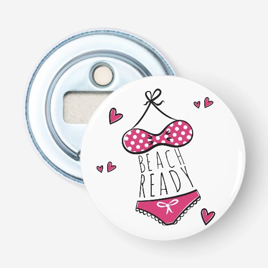 Décapsuleur Slogan de plage en bikini rose (Devant)