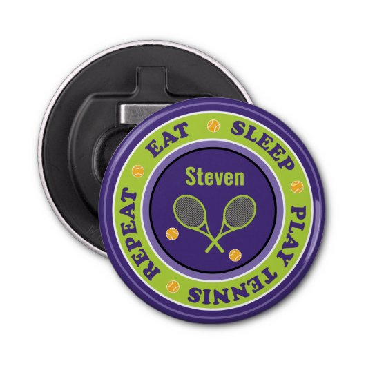 Décapsuleur slogan de tennis cool, violet et vert  (Devant)