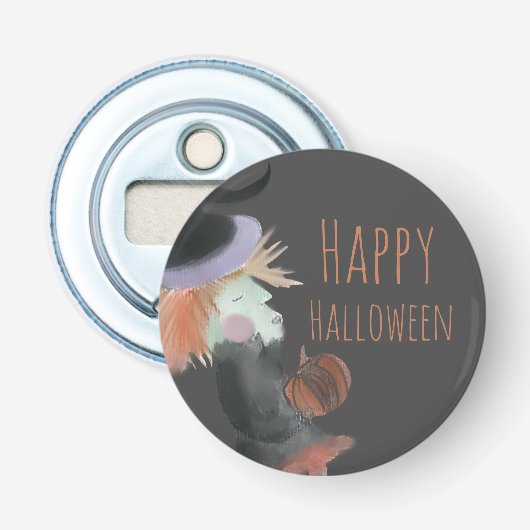 Décapsuleur Sorcière de citrouille aquarelle Halloween    (Devant)