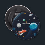 Décapsuleur Space Galaxy Travel Shuttle Custom<br><div class="desc">Joli ouvre-bouteille de motif de l'espace extra-atmosphérique vous pouvez ajouter un nom pour le rendre personnel. Consultez les autres articles de cette collection ci-dessous comme les étiquettes de bagage pour correspondre à cet ouvre-bouteille. Ajoutez un nom en cliquant sur le lien "Personnaliser" ci-dessus</div>