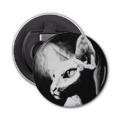 Décapsuleur Sphynx Chat Noir Blanc Contraste Kitty Portrait Ar (Devant)