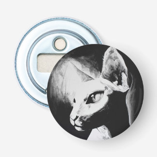 Décapsuleur Sphynx Chat Noir Blanc Contraste Kitty Portrait Ar