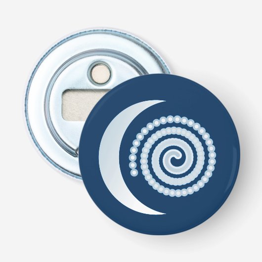 Décapsuleur Spirale de lune d'argent sur bleu foncé (Devant)