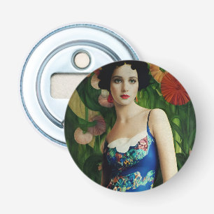 Décapsuleur Style Art Déco Elégant Femme avec Grandes Fleurs A