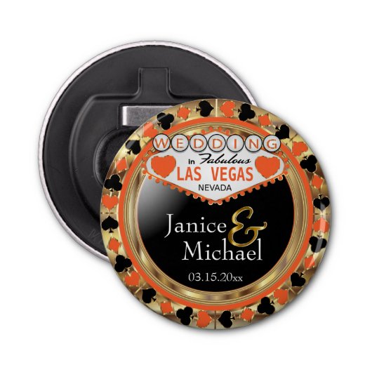 Décapsuleur Style mariage Las Vegas - Orange (Devant)
