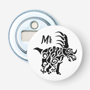 Décapsuleur Styracosaurus noir avec peinture de guerre tribale