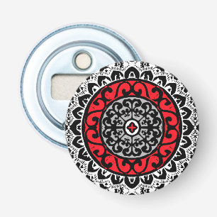 Décapsuleur Sud-Ouest Sun Mandala Batik, Rouge, Noir et Blanc