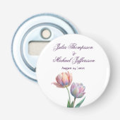 Décapsuleur Suite de mariage aux tulipes pastel avec typograph (Devant)