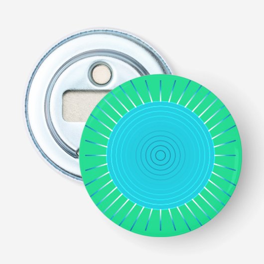 Décapsuleur Sunburst géométrique moderne - bleu et vert Jade (Devant)