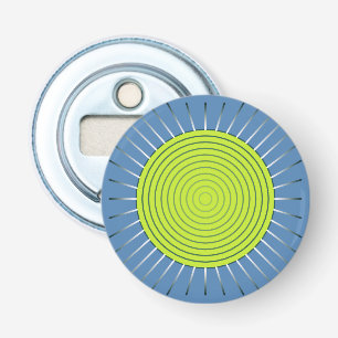 Décapsuleur Sunburst géométrique moderne - Lime et bleu Denim