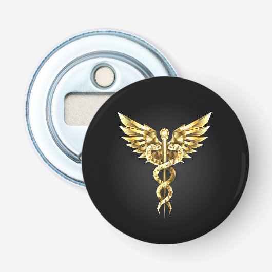 Décapsuleur Symbole caducee polygonal or (Devant)