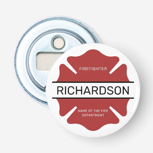 Décapsuleur Symbole logo rouge du pompier personnalisé (Devant)