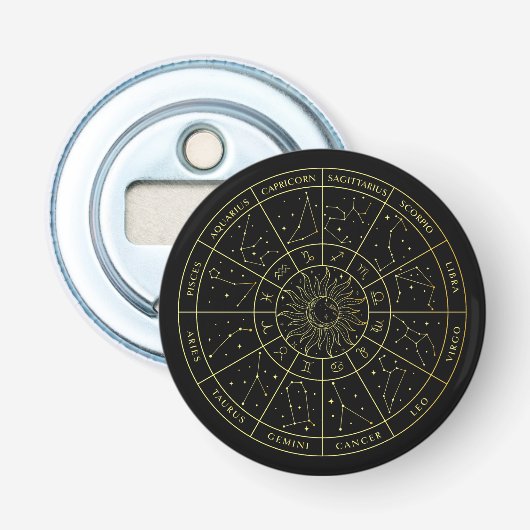 Décapsuleur Symbole Zodiac horoscope constellations carte or (Devant)