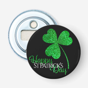 Décapsuleur T-S Happy St Patrick’s Day Trèfle Pailleté Vert