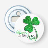 Décapsuleur T-S Happy St Patrick’s Day Trèfle Pailleté Vert (Devant)