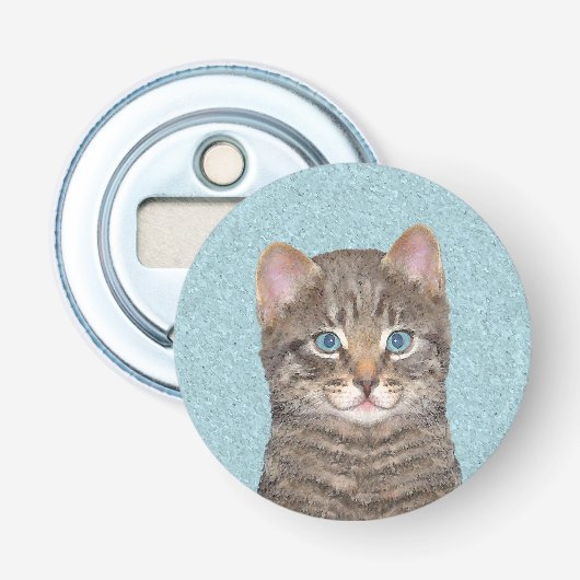 Décapsuleur Tabby Gris Peinture Chat - Cute Original Art Chat (Devant)