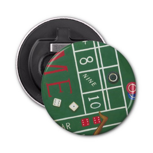 Décapsuleur Table Casino Craps avec chips et dés (Devant)