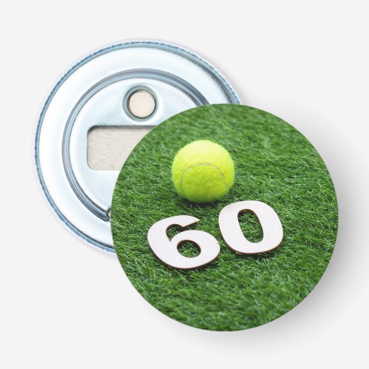 Décapsuleur Tennis 60e anniversaire avec balle de tennis (Devant)
