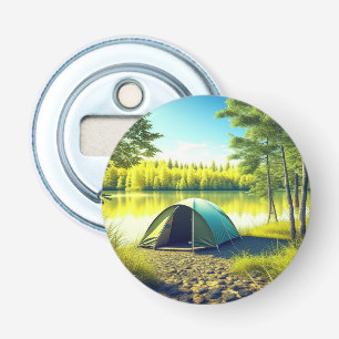 Décapsuleur Tente dans une belle forêt au bord d'un lac