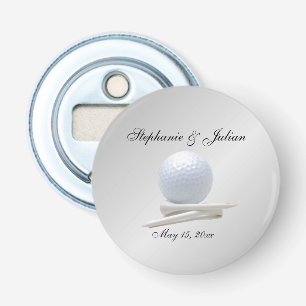 Décapsuleur Thème de golf Mariage Noms d'argent et Daté