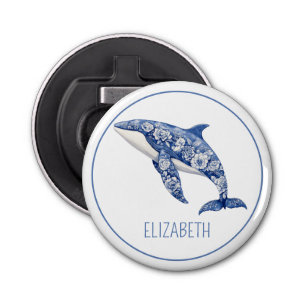 Décapsuleur Toile Bleue Plage Florale Dauphin Personnalisé