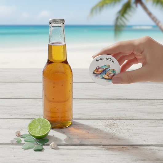 Décapsuleur tongs colorés aquarelle personnalisable