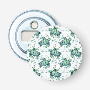 Décapsuleur tortue de mer aquarelle verte motif bleu animal