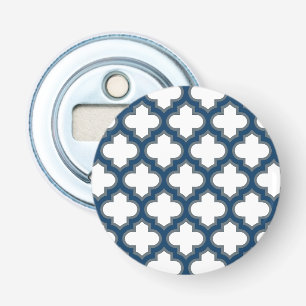 Décapsuleur Trellis bleu blanc et marine, treillis, Quatrefoil