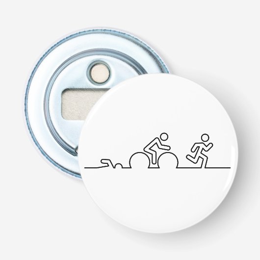 Décapsuleur Triathlon. Natation, cyclisme et course. (Devant)
