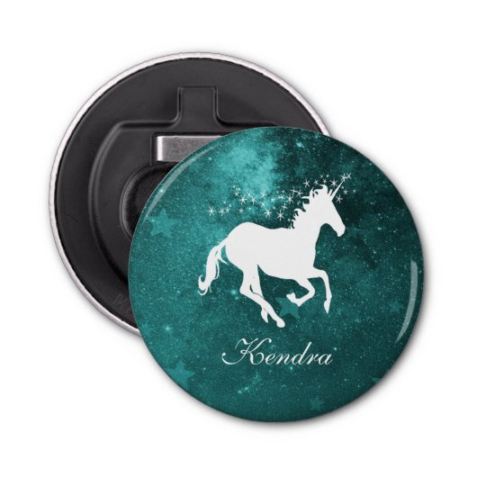 Décapsuleur Turquoise Unicorn Bouteille Personnalisée (Devant)