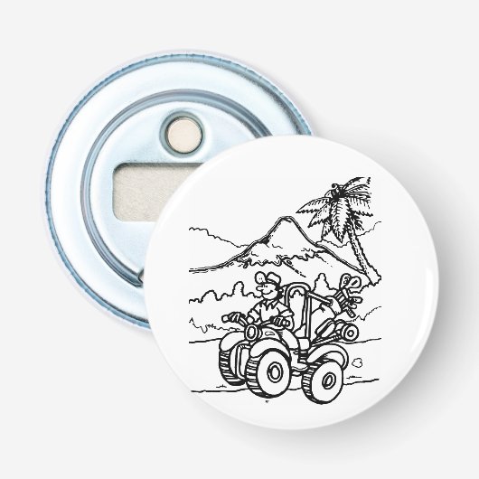 Décapsuleur Un golfeur jouant au golf avec ses quatre roues (Devant)