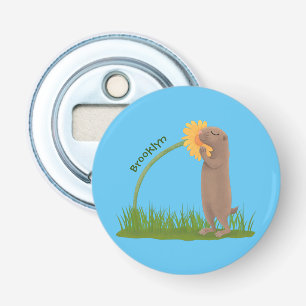 Décapsuleur Un mignon chien de prairie reniflant la caricature