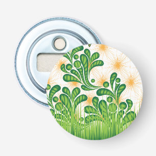Décapsuleur Un motif artistique vert et or représentant un arb