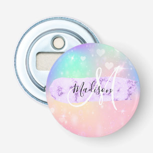 Décapsuleur Unicorne colorée fille Coeurs arc-en-ciel Monogram