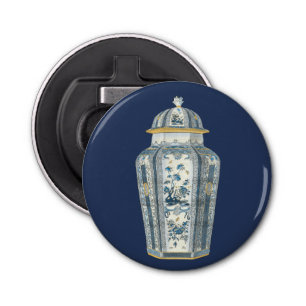Décapsuleur Urne asiatique décorative en bleu et blanc