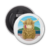 Décapsuleur Vache Écossaise Highland, Chilling Sur La Plage (Devant)