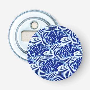 Décapsuleur Vagues japonaises vintages, bleu de cobalt et