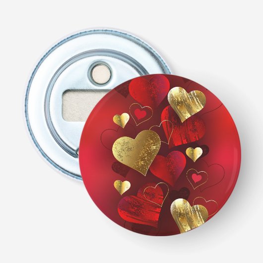 Décapsuleur Valentines dorées et rouges (Devant)