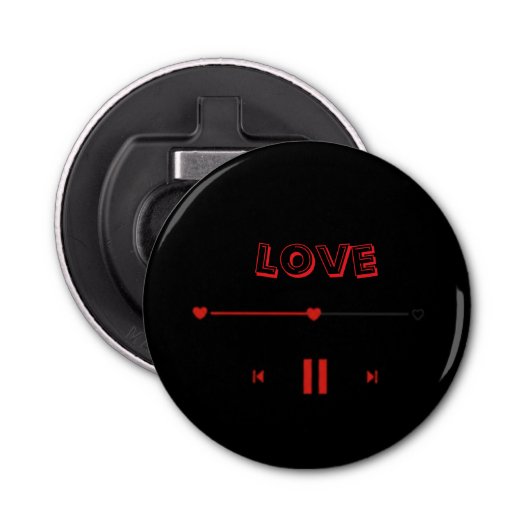 Décapsuleur Valentine's Romantic Badge— Cute Love Pin Button (Devant)