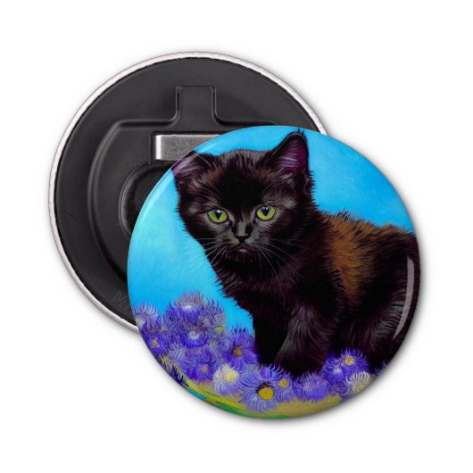 Décapsuleur Van Gogh Chat et fleurs (Devant)