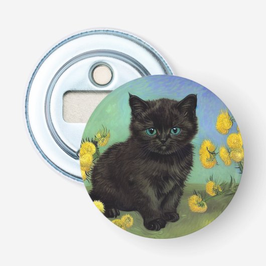 Décapsuleur Van Gogh Chat noir Fleurs jaunes (Devant)