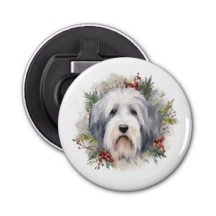 Décapsuleur Vieux anglais Sheepdog Christmas Wreath Festive Pu