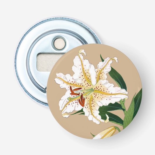 Décapsuleur Vintage Japonais Lilly. Blanc, vert et beige (Devant)