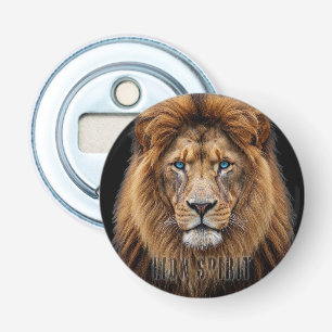 Décapsuleur Visage de lion majestueux aux yeux bleus Faune A