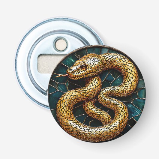 Décapsuleur Vitrail serpent doré (Devant)