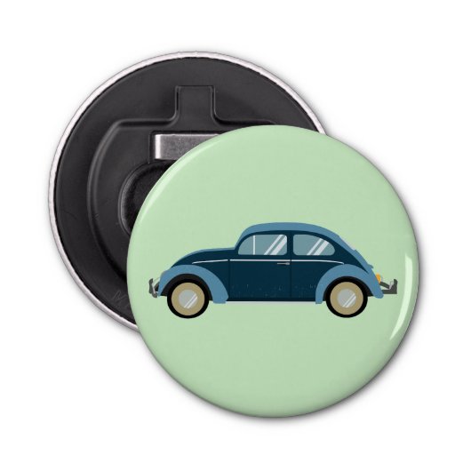 Décapsuleur voiture cool bleu rétro avec des menottes (Devant)