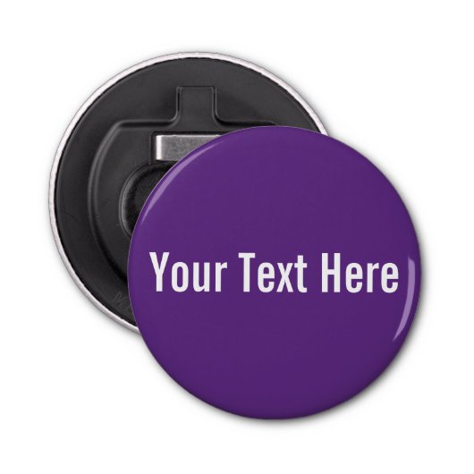 Décapsuleur Votre texte ici Custom Purple Button Bottle Opener (Devant)